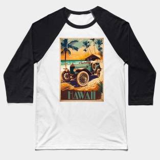 Hawaii Beach Buggy Vintage Travel Art Poster Baseball T-Shirt